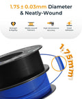 PETG 3D printer filament spool, 1.75 mm diameter, 1 kg, blue filament on black spool