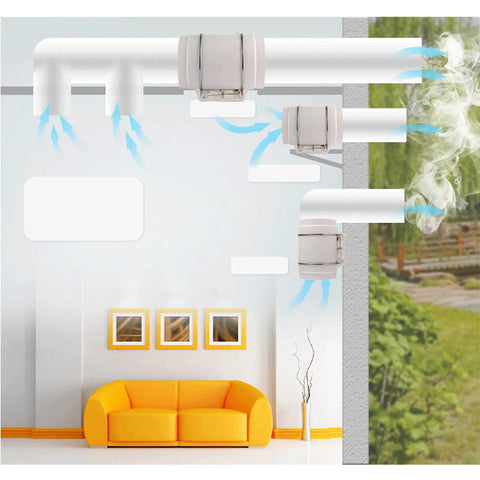 Heavy Duty Tubular Exhaust Ventilation Fan With All Copper Motor 110V Smooth Quiet Operation in ductwork system