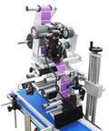 Industrial Grade Automatic Flat Surface Label Applicator With Touchscreen Control And Auto Photo Sensor showing detailed machinery.