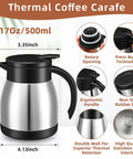 Set Of Two Heavy Duty Thermal Coffee Carafe And Creamer Pitcher In Sleek Silver Finish With Double Wall Insulation Keeps Your Daily Brew Hot Or Cold Hella Long Includes Matching Clean Brushes For Home And Office, featuring ergonomic handle.
