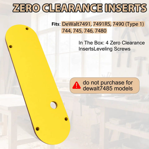 Zero Clearance Insert Throat Plate Set (3-Pack) For Popular Table Saws With Leveling Screws And Easy Height Adjustment,