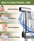 Handheld Bidet Sprayer For Toilet With Stainless Steel Build And Adjustable Water Pressure Easy Install For The Fam Bathroom Hygiene Kit showing multi-functional use.