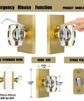 Crystal Glass Door Knobs With Lock Satin Brass Finish For Bedroom And Bathroom Privacy Knob Easy To Install Modern Interior Door Hardware Adds Lux Look And Reliable Security