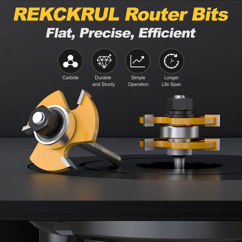 Two Pack Tongue And Groove Router Bit Set With One Quarter Inch Shank And Three Teeth For Clean Precise Tongue Groove Joints
