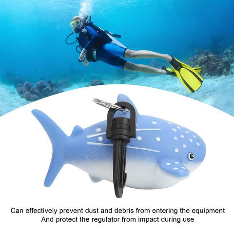 Cartoon Fish Silicone Regulator Cover With Clip Second Stage Protector For Dive Gear Whale Shark Design in underwater setting