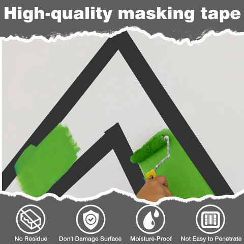 "Assorted Black Masking Tape Set With Four Widths 2 Inch 1 Inch 0.6 Inch And 0.24 Inch 132 Feet Total Great Value For Crafts DIY Projects"