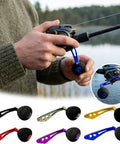 Sweet Fishing Reel Handle Replacement Kit With Comfortable Eva Grip Knob And Rocking Arm Universal Fit For Spinning Reels Perfect Upgrade For Fish Lovers Who Want A Tighter And Smoother Cast Every Single Time. Blue EVA grip reel handle mounted on spinning rod, 103mm metal arm replacement kit