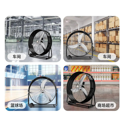 Straight Up Heavy Duty 48 Inch Electric Floor Fan Serving Silent Industrial Power And Smooth Tilting Adjustments For Kickin Commercial Cooling Airflow Indoors Or Outdoors in warehouse and industrial settings.