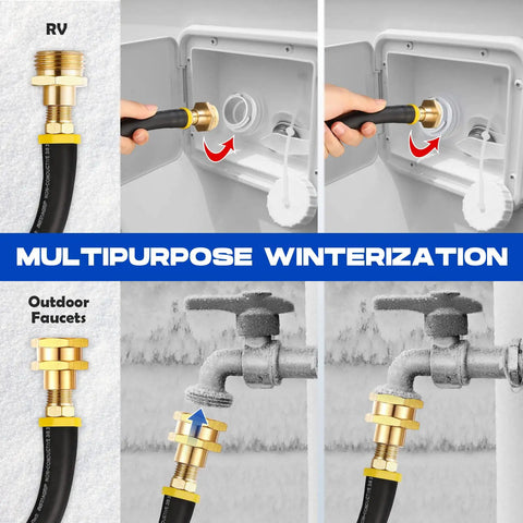 RV Winterizing Kit With Sprinkler Blowout Adapter And Shut Off Valve Quick Connect Plug for RV and Outdoor Faucet