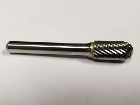 3/8 Inch SC-3 Ball Nose Cylinder Bur Single Cut Solid Carbide Rotary Tool Bit for metalworking and stock removal