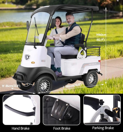 Heavy Duty 60V 800W AC Motor Mobility Scooter With 14.9 Inch Tires And Heckuva 28 Mile Range, Really Smooth Operator Electric Golf Cart in use on a path.