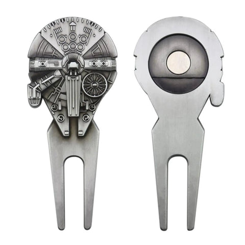 Funny Golf Ball Marker With Magnetic Hat Clip, retro spaceship design, durable enamel, scratch free, perfect golf gift