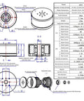 Technical diagram of High Torque Low Speed Hollow Shaft BLDC Motor with External Rotor and MT6701 AS5600 Encoder specifications