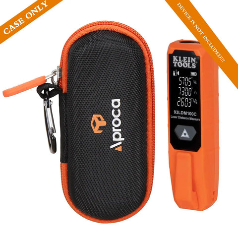 Compact Case for Klein Tools 93LDM100C Laser Distance Measure, Portable Storage Bag With Mesh Pocket, Durable Double Zipper, Easy Carry D Buckle, Case Only, Fits Accessories, shown with laser meter