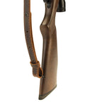 Buffalo Leather Rifle Sling for Hunters Handmade in USA 1 Inch Width Crazy Horse Brown Stitch Amish Crafted Built Tough Durable