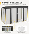Diagram showing the 9x4 Outdoor Storage Shed With Windows And Lockable Double Doors Tough As Nails Steel Construction Sloped Roof Garden And Patio Organizer Large Backyard Tool Shed In Dark Gray