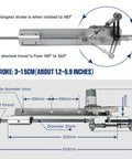 Plug And Play Reciprocating Linear Actuator With 6 Inch Stroke Adjustable 3-15 cm Dimensions Diagram