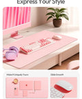 Leather Desk Protector Mat For Office And Home Large Mouse Pad Non Slip PU Leather Blotter Waterproof Writing Pad Light Pink 23.6 By 13.8 Inches Perfect For Your Laptop Keyboard And Desk Setup displayed on a desk with accessories