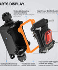 Waterproof Inline Toggle Switch With Dual Outlet And Red Rocker Button Plus Indicator Light For Outdoor Use DPST AC DC 20A 125V