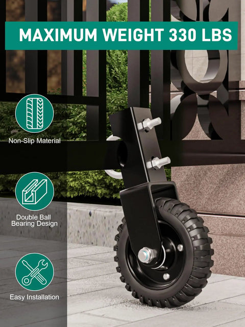 6 Inch Gate Wheel Heavy Duty Caster For Metal Gate Tubes 330 Lb Capacity Under Mount Sliding Gate Roller with rubber tire