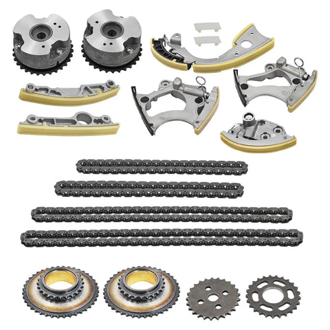 Audi Beefed Up Timing Chain Kit For 3.0 TFSI EA837 V6 Supercharged Engines display with camshaft phasers and components