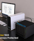 Desk setup with NAS connected to Lithium UPS Backup Power Station 1000VA 800W Sinewave Output LiFePO4 230Wh