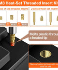 Heat Set M3 Threaded Inserts Kit With 60W Digital Soldering Iron 360Pcs Threaded Inserts Bolts Nuts And Insert Tips For 3D Printer Parts And Plastic Projects
