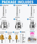 All In One Pro Grade PVC Pipe Threading Tool Kit With Internal And External Reamers, Broken Bolt Extractor, Universal Thread Extractor, Thread Seal Tape, And Case For Half Inch, Three Quarter Inch, And One Inch PVC Plumbing DIY Gift package contents