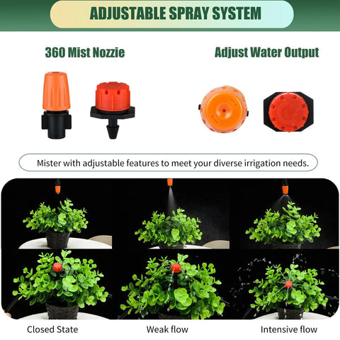 All In One 300 Piece Drip Irrigation Fittings Kit adjustable emitters and mist nozzles for garden watering, spray system image.