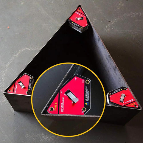 Beefy On Off Switch Magnetic Welding Clamp For No Fuss Quick Safe Setup Neodymium Magnet Holder in triangular formation