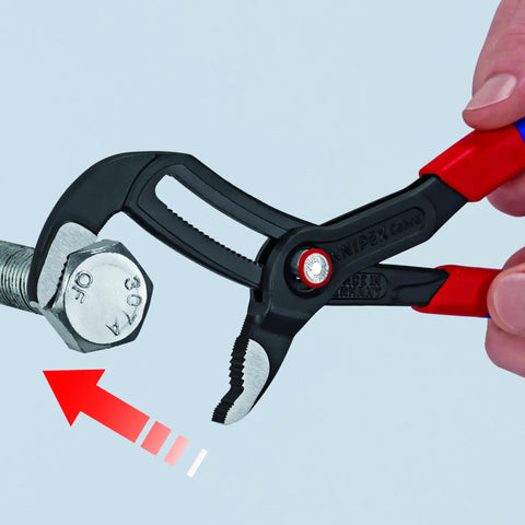 87 22 250 QuickSet Water Pump Pliers With Hightech Comfort Grip Locking Pliers gripping bolt in tight space with 50mm jaw capacity