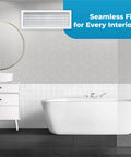 Heavy Duty 24x8 Inch Wall Vent Cover For AC Vents Premium Rustproof Aluminum Grille in modern bathroom setting.