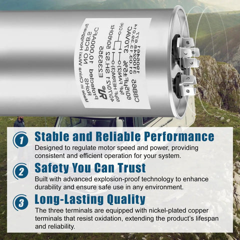 RV Air Conditioner Motor Capacitor 60 5 MFD Replacement For RV A C Units with performance features and technical specifications