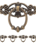 Six Piece Vintage Bronze Bail Drawer Pulls For Dresser Cabinet Jewelry Box And Furniture Antique Round Knob Hardware Retro Vibe Durable Zinc Alloy Construction Classic Decorative Pull Handles