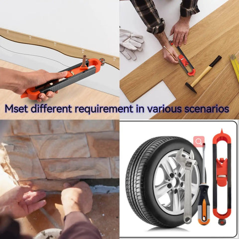 Heavy Duty Double Ended Contour Scribe Gauge With Smooth Ball Bearing Wheels And Locking Pencil Clamp for precise shape tracing.