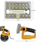 20V Max LED Work Light Flashlight For Dewalt Battery 20W Bright Flood Light for Camping Car Repairs Emergency And Job Site Lighting, dimensions shown