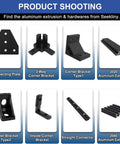 Assorted aluminum extrusion hardware including brackets, connectors, and plates for Two Pack 500mm 3060 Aluminum Extrusion T Slot.