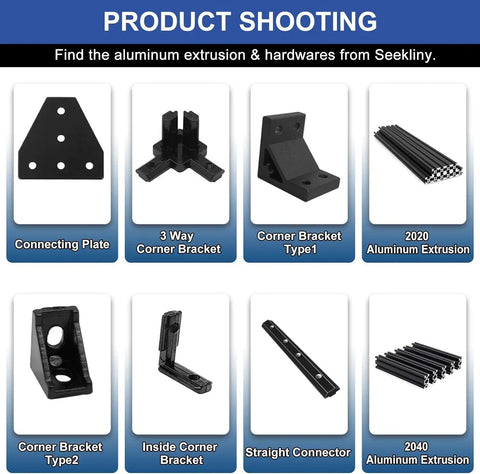 Top Shelf Heavy Duty 3060 T Slot Aluminum Extrusion Rail Profile Black Anodized Coating 1000mm Precision Milled Dual Pack Rig Ready Hardware For CNC Builders And Fab Guys, various brackets and aluminum extrusions.