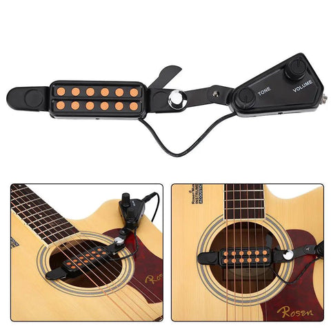 12 Hole Magnetic Sound Hole Acoustic Guitar Pickup With Volume And Tone Control And Tuner Kit Easy Install Includes Cushion To Protect Your Guitar