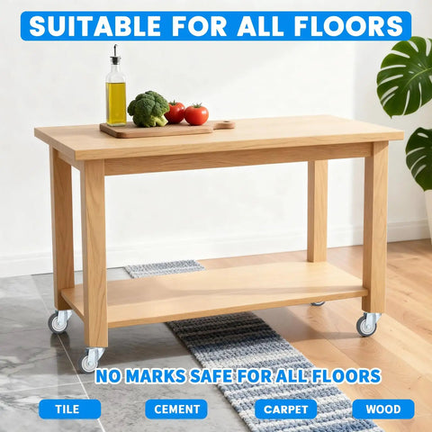 Wooden cart with heavy duty 2 inch swivel stem caster wheels, suitable for all floors including tile and wood.