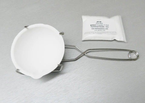 Gold And Silver Melting Kit With 500 Gram Crucible, Borax Flux, Whip Tong Crucible Holder, And Scrap Metal Melt Set For Jewelry Casting At Home Perfect For Hobbyists And Small Shops, with crucible and flux