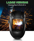 Front view of TRQWH laser welding helmet, black with large viewing window for laser welding