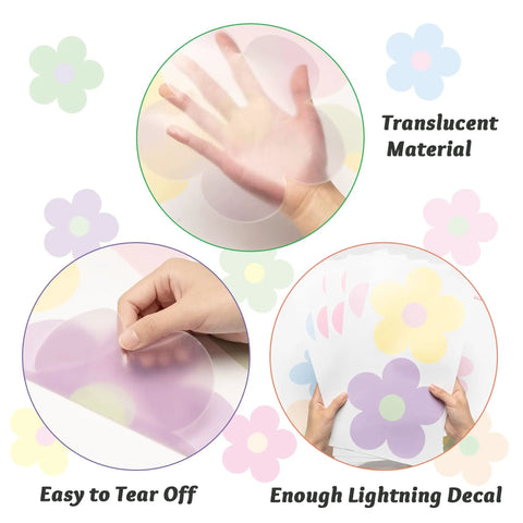 Spring Flower Wall Stickers Set With 16 Pastel Danish Aesthetic Floral Decals showcasing translucency and easy application