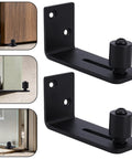 Two Pack Sliding Barn Door Floor Guides With Adjustable Rollers, bottom mount, durable carbon steel, for universal doors