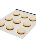 Wear-Ever Aluminum Cookie Sheet Pan 17 by 14 inches with cookies, heavy gauge, even heating, durable NSF certified, easy release, bakery use