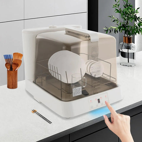Compact Countertop Dishwasher With Auto Clean Cycles And 360 Rotating Spray, tight space friendly mini machine for spotless dishes.