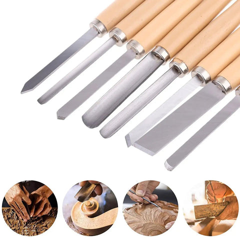 Eight Piece Wood Lathe Tools Set For Turning Chisels With Skews Gouges And Round Nose Pro Grade Lathe Chisels For Beginners And Pros