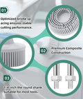 Three Piece Two Inch Bristle Disc Set For Gasket Removal Includes 50 80 120 Grit White Yellow Green Bristles With One Fourth Inch Shank
