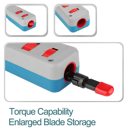 Impact Punch Down Tool with Enlarged Blade Storage for 110/66 Blades, heavy duty terminal insertion tool for CAT5/6 cables