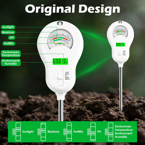 Six In One Soil Test Kit With Three Replaceable Probes For Your Garden Includes Soil pH Tester Plant Water Meter Fertilizer Indicator